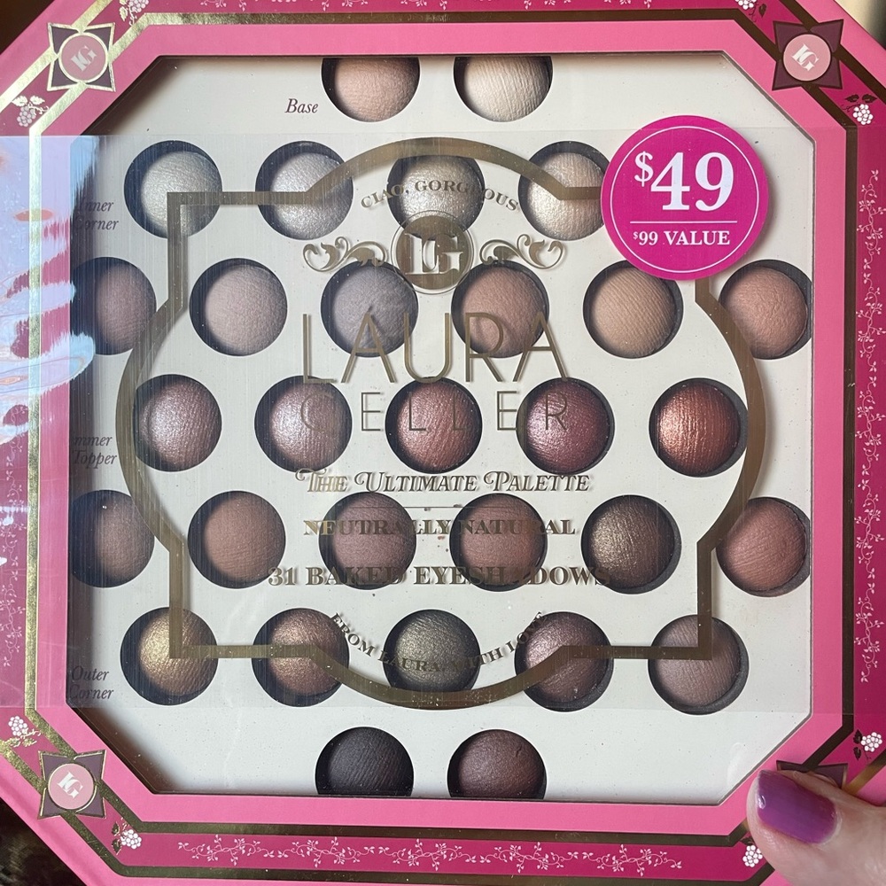 Laura Geller Brown and Cream Eyeshadow Palette Circular Design and Brush Set